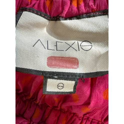 Alexis  Marilena Smocked Off-shoulder Blouson-sleeve Dress Fuchsia Dot Large