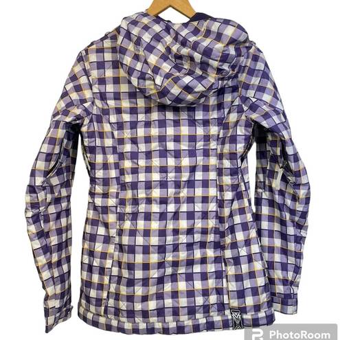 Burton  Snow Board Coat Size 3 Purple Check Dry Ride Hooded Ski Jacket Winter EUC