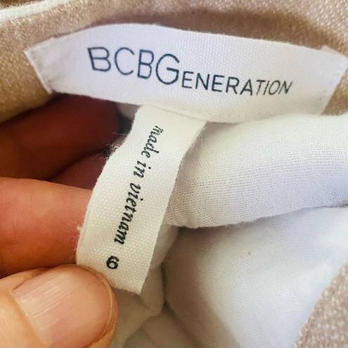 BCBGeneration  Midi Pencil Skirt Sand Combo Ivory Tan Stripes Pockets Size 6, S23