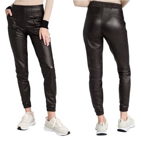 Spanx  Faux Leather Jogger Pants Black High Rise Elastic Waist Vegan Size Medium