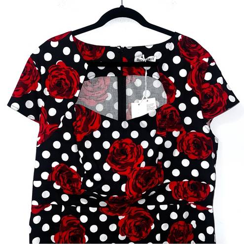 Grace Karin NEW  Black Red Rose Floral Polka Dot 50s Retro Cap Sleeve Dress 3X