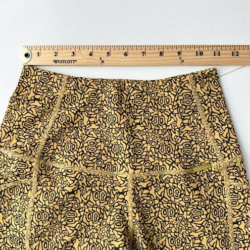 Harper Cleo  Biker Shorts Small Gold Black Patterned Athleisure Activewear