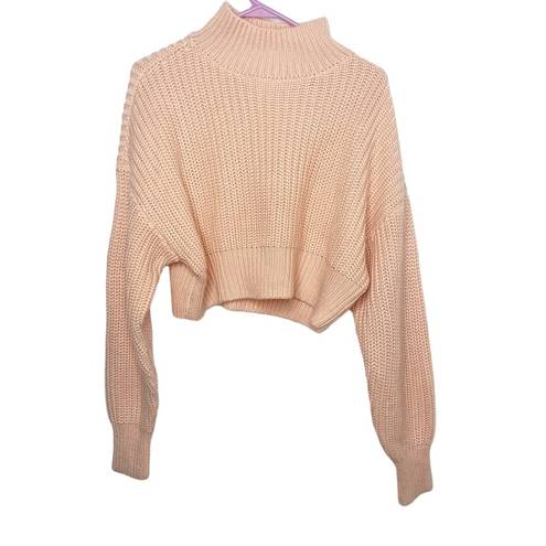 Lovers + Friends  peach sweater oversized cropped mock neck size medium NWOT