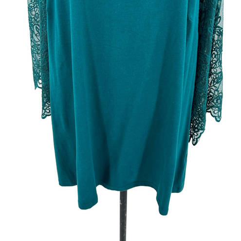 City Chic  Embroidered Angel Top Alpine Green Blue Size XXL / Plus Size 24