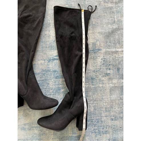 Unisa  Black Jaydi Over the Knee Heeled Faux Suede Boots Size 8W