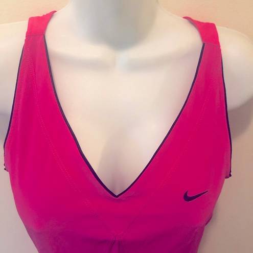 Nike Fit Dry Tennis Dress S Vivid Pink Pleated Bubble Skirt BlackTrim Barbiecore