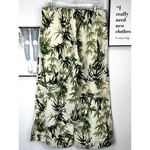 J.Jill  Linen Tropical Print Side Zip Wide Leg Pants SZ S