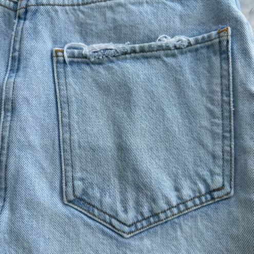 AGOLDE Distressed Denim Quinn High Rise Jean Mini Skirt in Vega Blue - Size 25