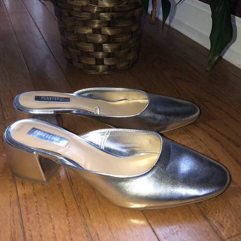 Forever 21 Metallic Silver  Mule