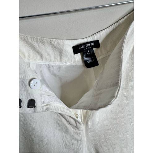 Lafayette 148  white wide leg flair linen pants sz 6