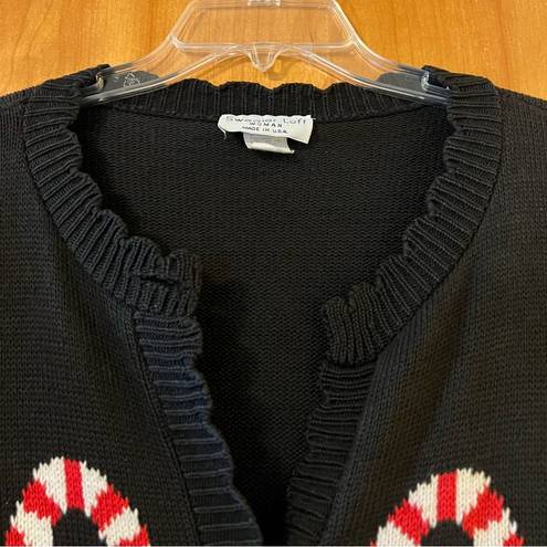 The Loft The Sweater Heavyweight Cardigan Sweater Christmas Candy Cane Buttons 2X