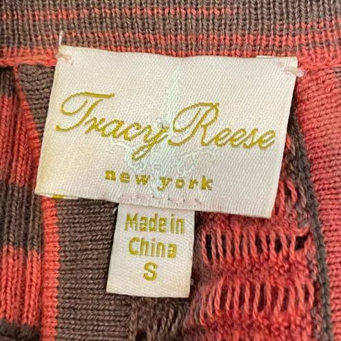 Tracy Reese  New York Coral Stiped Lightweight Loose Knit Sweater Size S