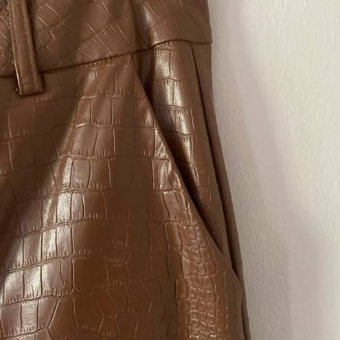 Pretty Little Thing  Brown Chocolate Faux Crocodile Leather High Waist Pants size 2