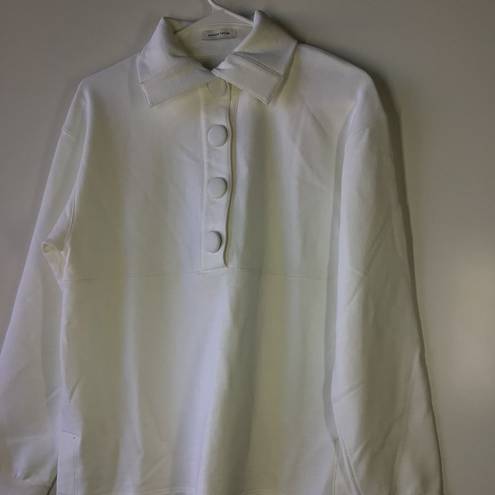 Rebecca Taylor  French Terry pull over long sleeve sweartshirt white