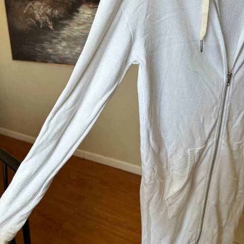 n:philanthropy N philantrophy white hooded long zip up oversized distressed hem size XS