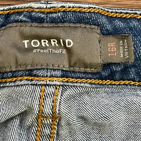 Torrid Feel The Fit Cropped High Rise Jeans Factory Whiskering Distressing 16R