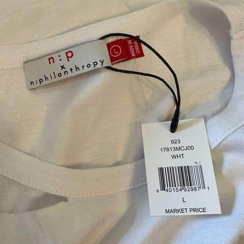 n:philanthropy  Cypress White Slit Tee Top T-Shirt size Large NWT Short Sleeves