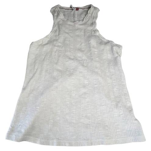 Pilcro  Women's High Neck Pleated White Top Size L Small Pattern