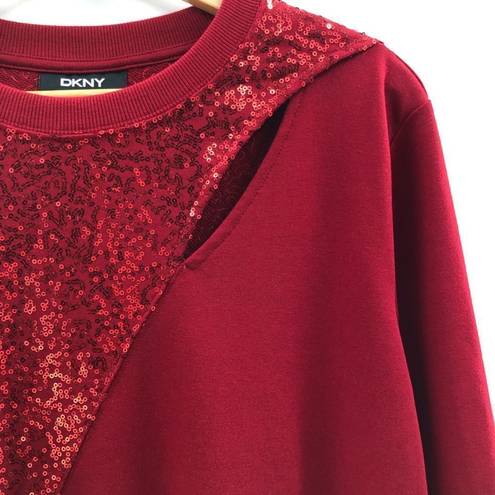 DKNY  Sequin-Embellished Keyhole Swe Holiday Red Small