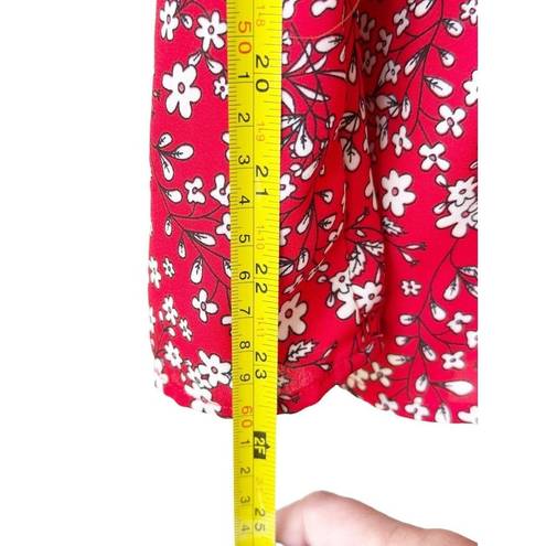 Max Studio  Red Daisy Floral Ruffled Cap Sleeves Tie Waist Peplum NWOT Size S