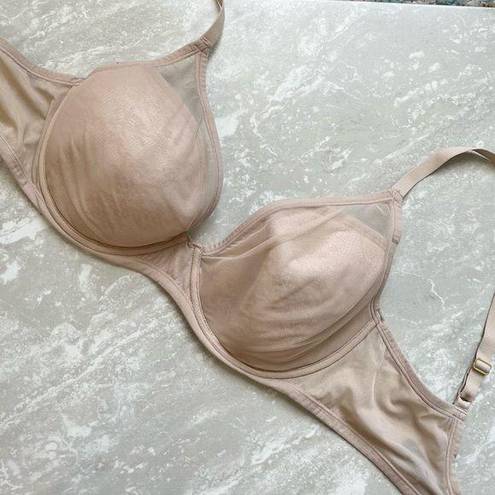 Natori [] Nude Mesh Underwire Overlay Bra- Size 36D