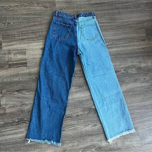 Aura Miss  Two-Tone Distressed Jeans Sz 4 (EU 36) Women’s Dark Blue / Light Blue