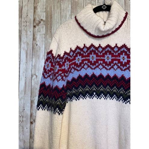 L.A.M.B. Women's Vintage Langenis s Wool Blend Fair Isle Turtleneck Sweater Size XL