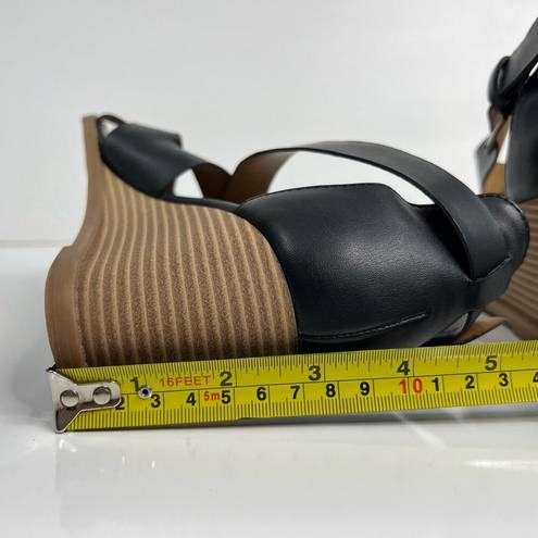 Krass&co G.H. BASS & . Sandal Renae Wedge Heel Strappy Faux Leather Black Women Size 10