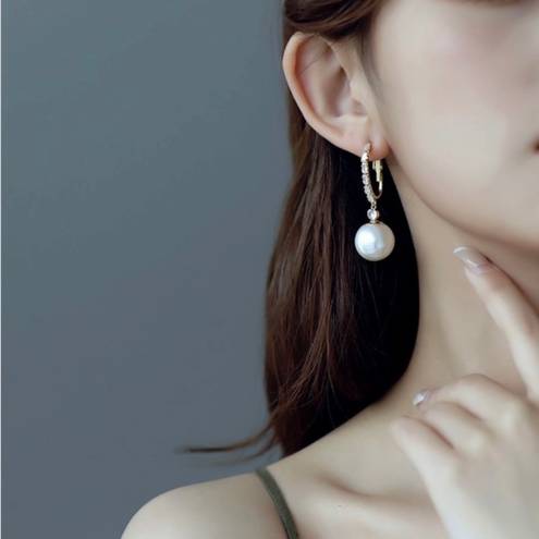 Elegant White Pearl Drop Dangle Earrings for Women Gold