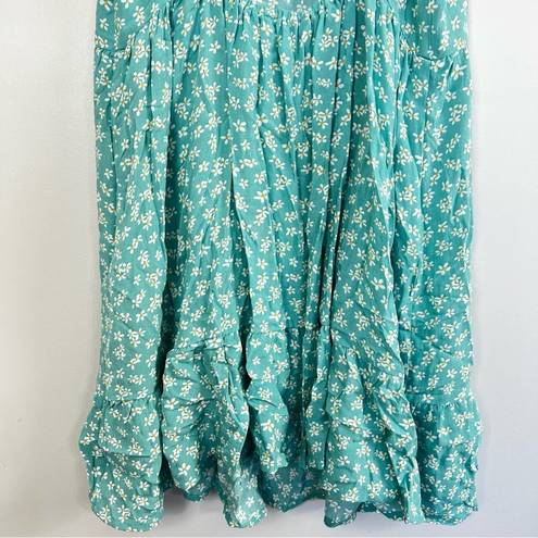 Aeropostale NWT Retro Floral Spaghetti Strap Ruffle Mini Teal Dress Size Small