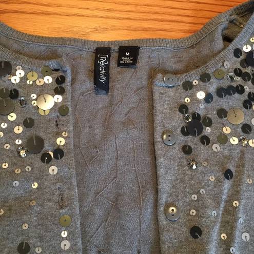 Relativity Gray sequin cardigan