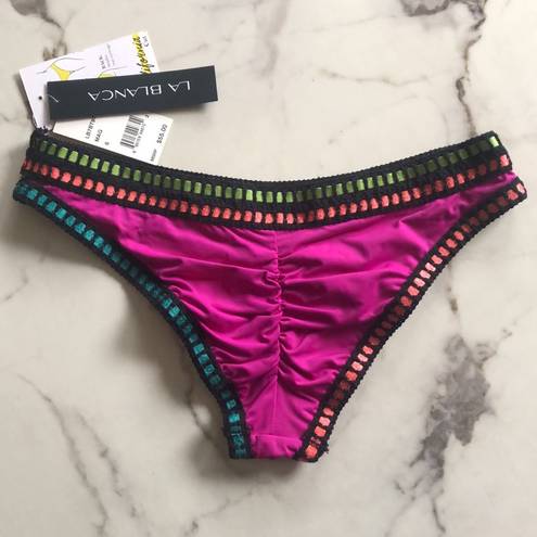 La Blanca  Magenta Crochet Cheeky Bikini Bottoms 6