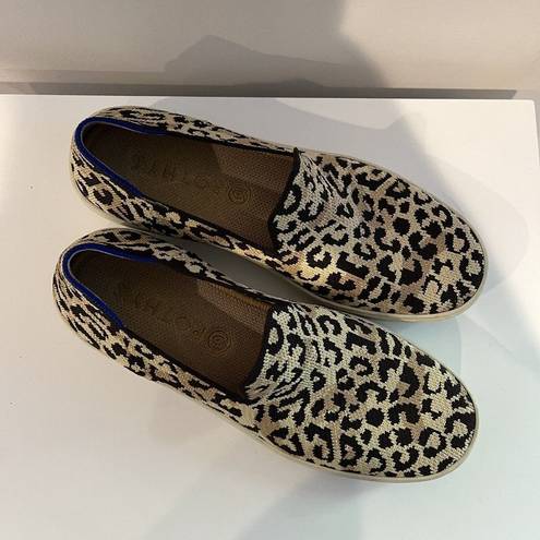 Rothy's  The Original Slip On Sneaker in Desert Cat Leopard Cheetah Print Size 8