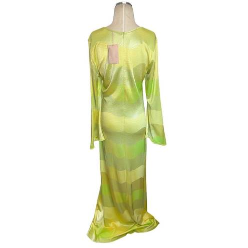 Alexis  Serena Dress in Lime Waves XSmall New Womens Long Maxi Gown