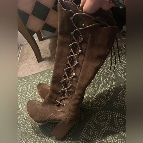 sbicca  RARE lace up/ zipper boho suede boots sz 9