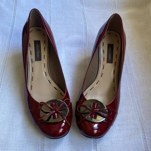 Ruby  & Bloom patent leather red wedges.