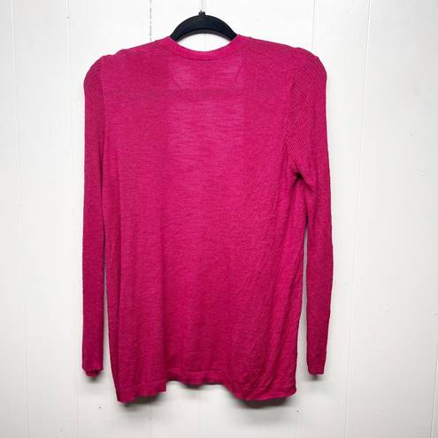 The Loft  Silk Ramie Blend Long Sleeve Open Front Women's Pink Cardigan Size Medium