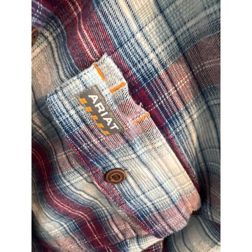 Ariat  Rebar Medium Long Sleeve button front shirt Colorful plaid western cowgirl