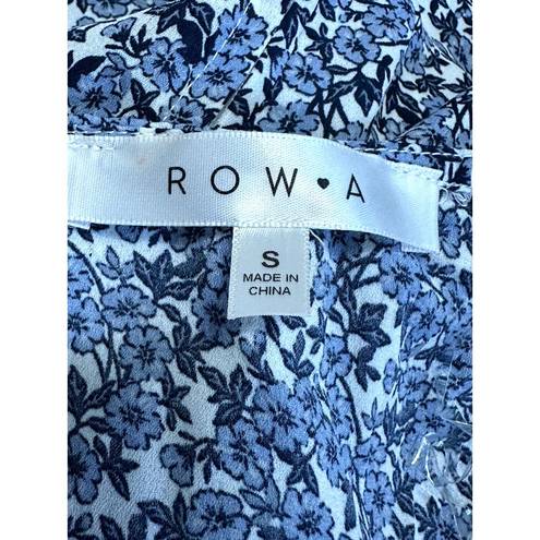 The Row  A Women's Blue Floral Faux Wrap Tie Waist Short Sleeve Dress S NWOT