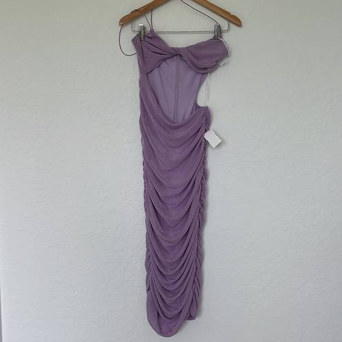 Blanc NWT  Clothing Strappy Cutout Bodycon Ruched MIDI Dress Size Small Lavender