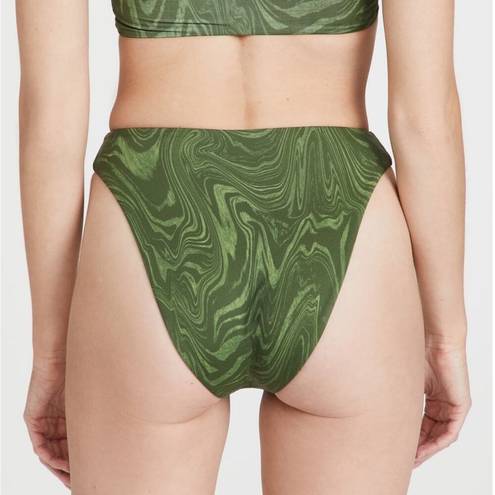 Good American  Reversible Cheeky Swimsuit Bottoms Pesto Swirl Green Medium NWT