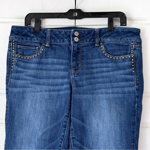 American Eagle  Artist Crop Jeans 14 Womens Studs Stretch Medium Wash Denim Ankle