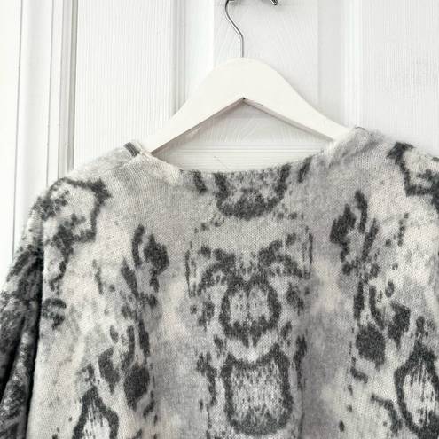 Chico's  Grey White Snake Print Cozy Embellished V Neck Poncho Sweater S/M