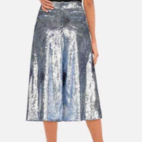 Jacquemus  Foil Boota Flared Palazzo Pants grey blue size 6