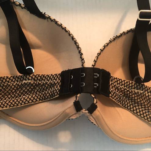 Frederick's of Hollywood Frederick’s of Hollywood Bra Heartthrob Fishnet Full Figure Black Tan Sz 36C EUC