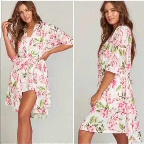Show Me Your Mumu  Brie Pink Floral Short Sleeve Robe O/S