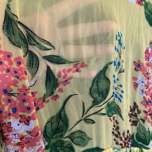 Tracy Reese  Plenty Anthropologie silk flowy dress xl extra large floral sheer