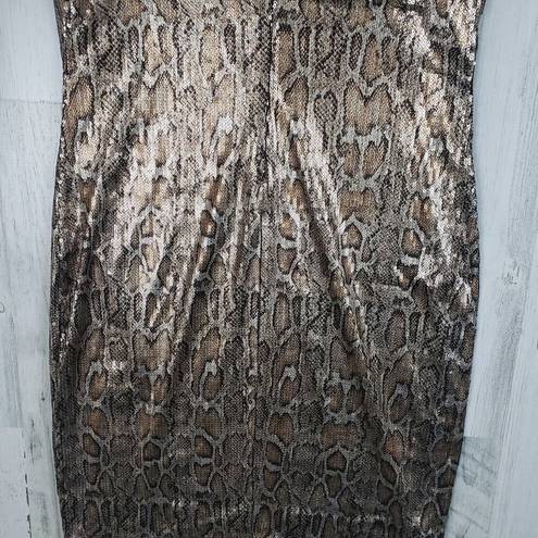 L'Agence  Auden Snake Print Sequined Square Neck Sleeveless Mini Dress Women's