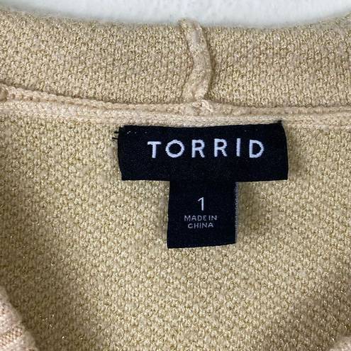 Torrid  Ivory & Metallic Gold Starry Jacquard Knit Hooded Sweater Size 1X