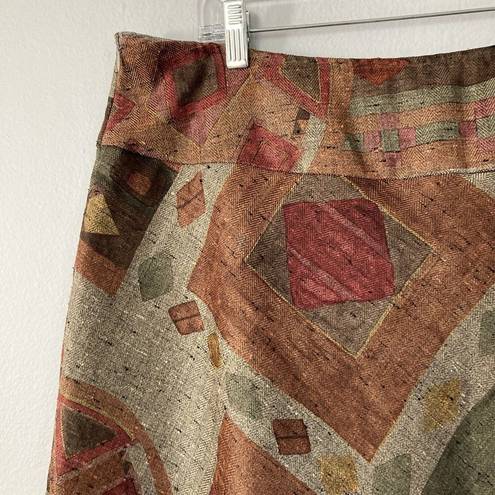 Coldwater Creek  Skirt Large Twill Woven Southwest‎ Western Geo Print Yellowstone